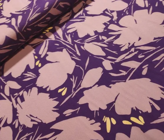 Crêpe viscose lila bloemen   - Mind the Maker